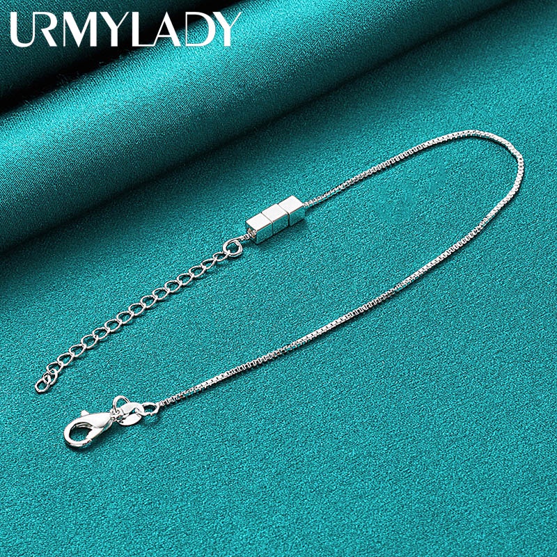 Dây Chuyền Và Vòng Tay Bạc 925 Mặt Vuông 4mm Cho Cô Dâu - Trang Sắc Tiệc