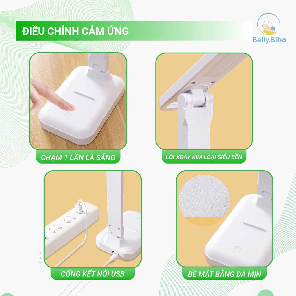 Đèn học để bàn tích điện Belly Baby, đèn bóng LED chống cận thị 3 màu ánh sáng đọc sách làm việc | BigBuy360 - bigbuy360.vn
