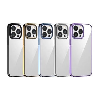 Ốp DEVIA trong suốt viền màu sáng bóng cho iPhone 14/14Max/14Pro/14ProMax