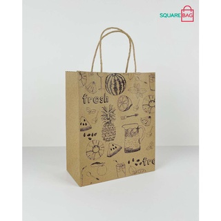 Túi giấy Kraft nâu cho tiệm bánh tiệm coffee. KT 20 x 12 x 25.5cm. Combo 10 cái