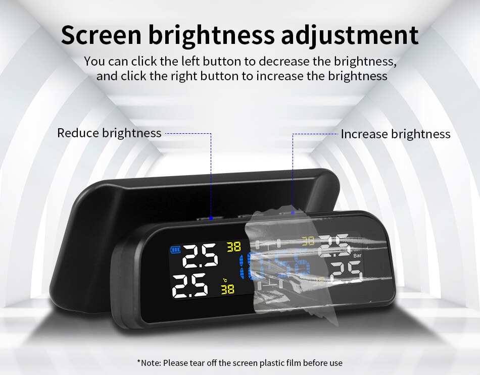 Mô tả Hệ Thống Giám Sát Áp Suất Lốp Xe Hơi TPMS Thông Minh Sạc Năng Lượng Mặt Trời Tự Động Màn Hình LCD Với 4 Cảm Biến - 3