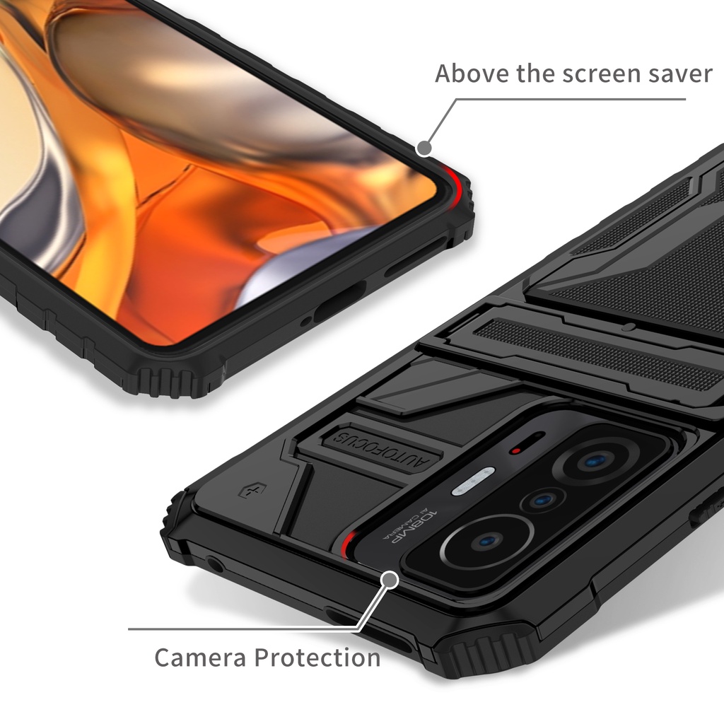 Ốp điện thoại chống sốc có ngăn đựng thẻ cho Xiaomi mi 11t 11t pro 11 lite poco x3 x3 nfc m3