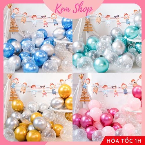 Set bóng mix các màu, bóng pastel, bóng siêu nhũ, bóng ngôi sao trang trí sinh nhật cho bé - Kem Shop K312