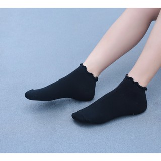 [MUA 2 TẶNG 1]Tất vớ nữ cổ ngắn bèo nhún Vintage Kikiya cao cấp Hàn Quốc W-A-014 (Chính Hãng)