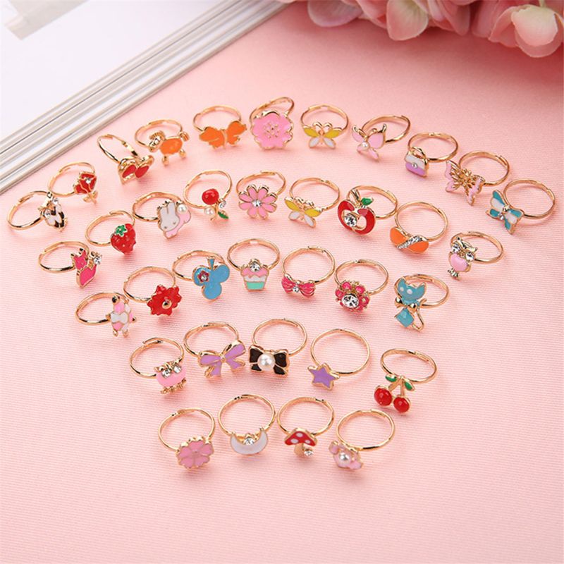Bộ 5 Nhẫn Hoạt Hình Dễ Thương Có Thể Điều Chỉnh Cho Bé Gái