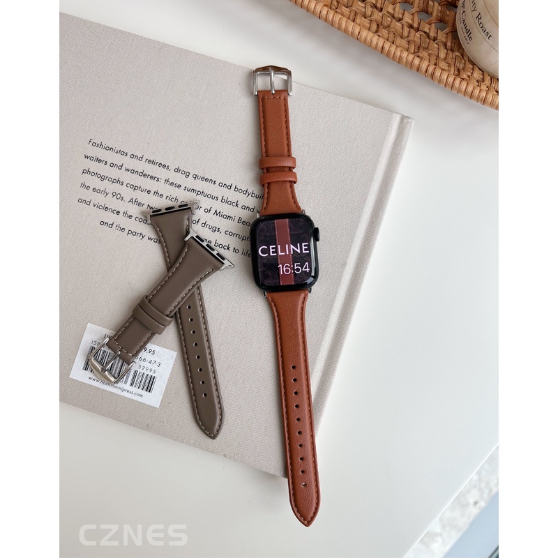 Thời Trang Nữ Eo Nhỏ Da Thật Chính Hãng Dây Đeo Cổ Điển Thích Hợp Cho Apple Watch S11 SE3 Ultra3 S10 S9 S8 SE S7 S6 Ultra 49mm 46mm 42mm 40mm 44mm 41mm 45mm Dây Đeo Tay