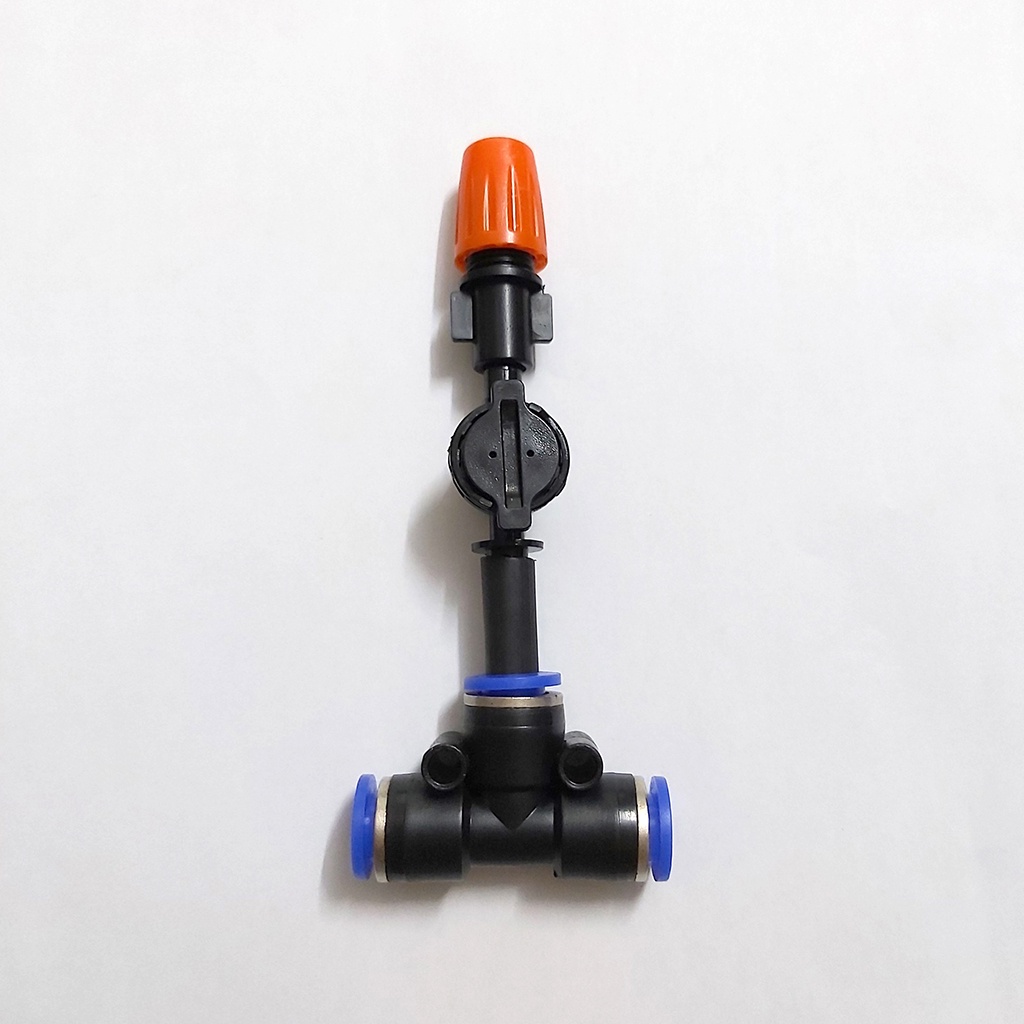 50 bộ béc tưới phun sương 1 hướng cam kèm tê nối ống 8mm (tùy chọn van chống rỉ)