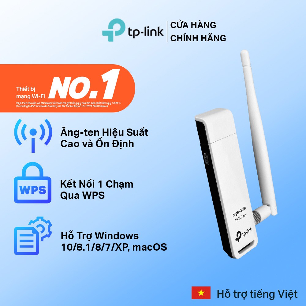 Bộ Chuyển Đổi USB Wifi TP-Link TL-WN722N Chuẩn N 150Mbps