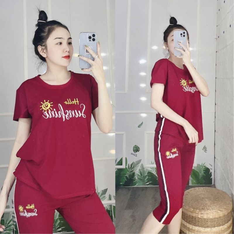 Đồ Bộ Mặc Nhà Nữ Quần Lửng Bigsize Thun Cotton Co Giãn - Set Đồ Bộ Nữ Mùa Hè Trung Niên ESHOP DB21