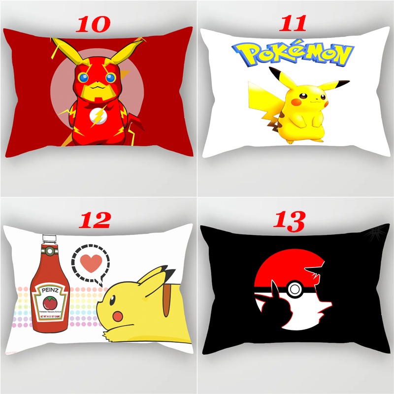 Vỏ Gối Chữ Nhật In Hình Pikachu Pokemon Trang Trí Nhà Cửa