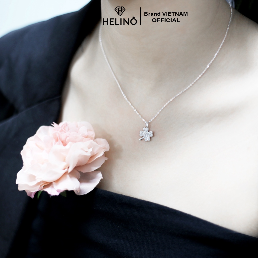 Mô tả Dây chuyền bạc nữ HELINO cỏ bốn lá đính đá, trang sức phụ kiện lấp lánh C03 - 3