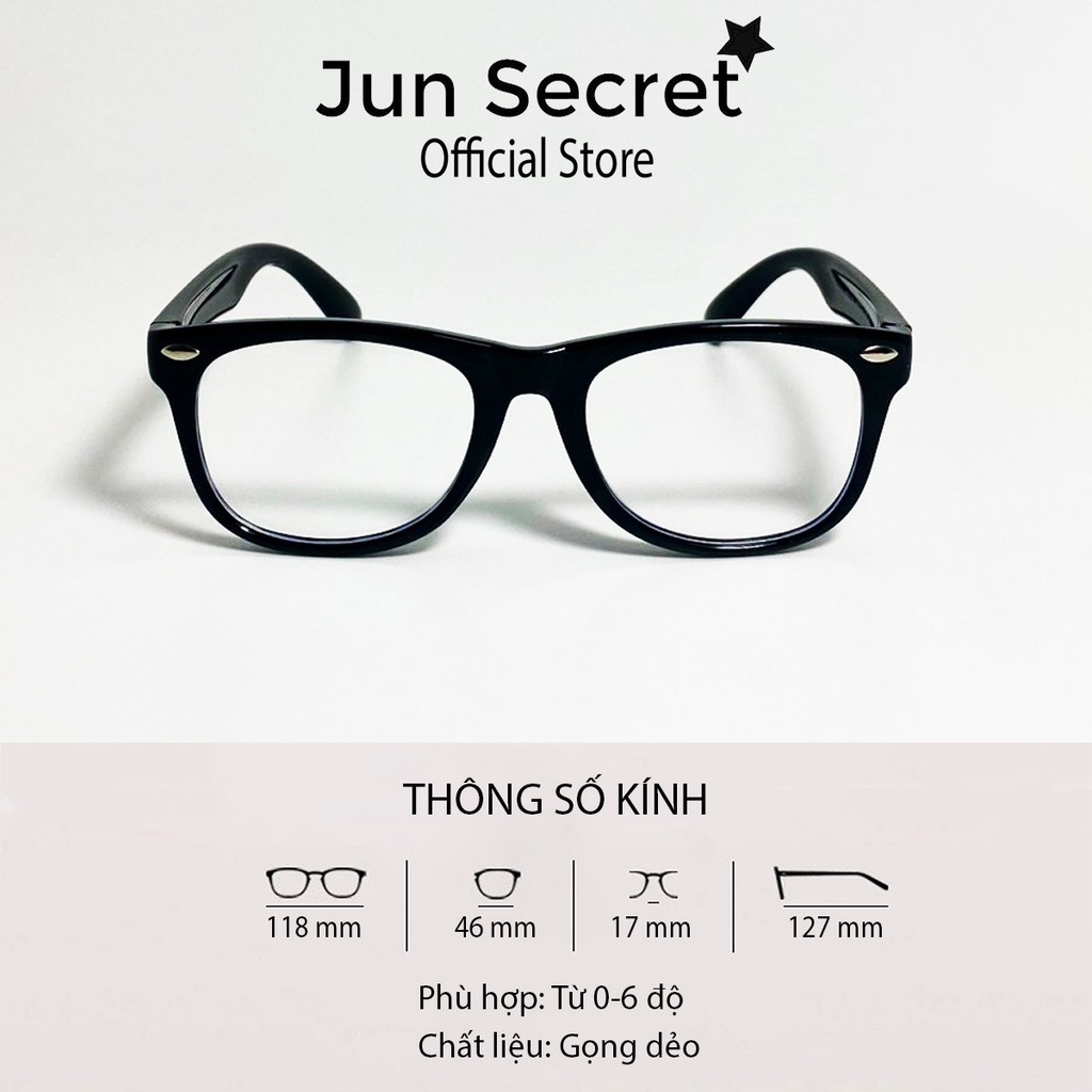 Ảnh Kính giả cận trẻ em Jun Secret gọng nhựa dẻo siêu xịn chống gãy, tròng 0 độ chống bụi,chống tia UV an toàn cho bé JS0032 1