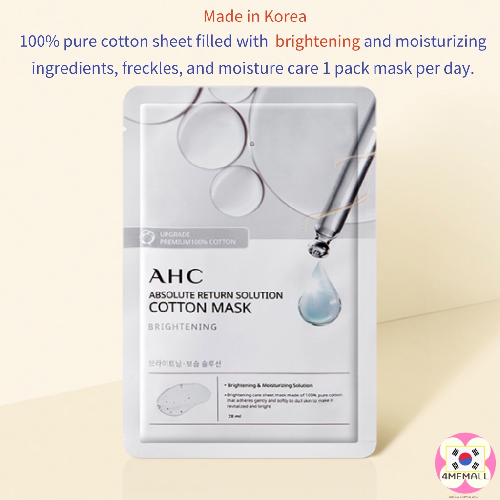 AHC Mặt nạ Absoulte dưỡng ẩm làm sáng da loại bỏ tàn nhang 28ml*1P ...