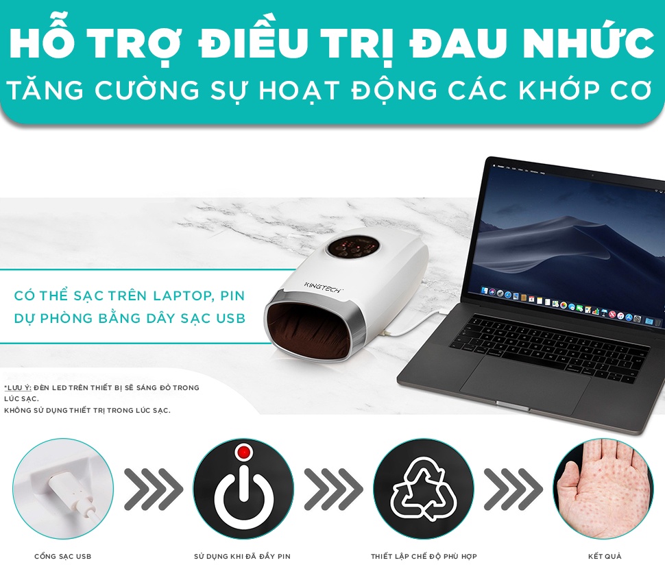 Mô tả Máy Massage Tay Cao Cấp KINGTECH KH-690 - Mát xa Trị Liệu Tích Hợp Nhiệt, Matxa Vùng Cổ, Mu, Ngón, Lòng Bàn Tay - 6