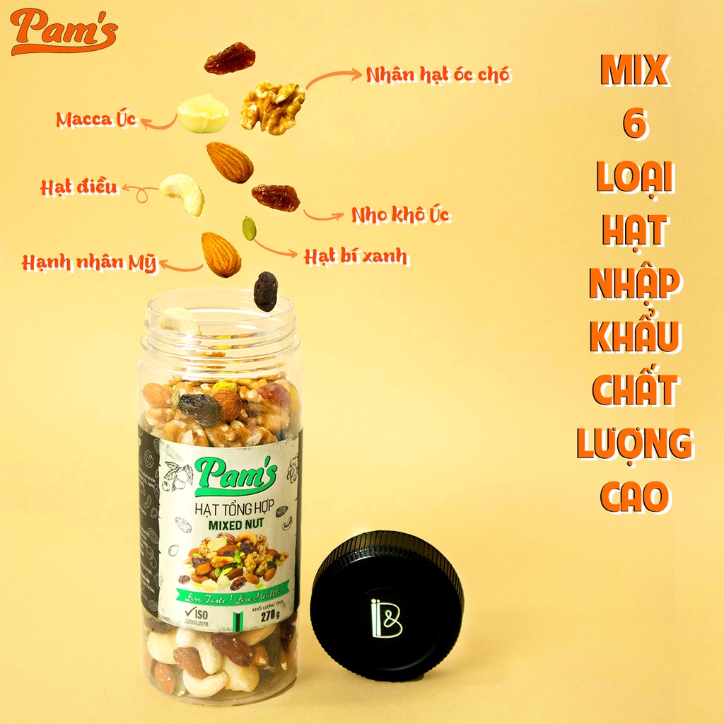COMBO Tiết Kiệm - Hạt Dinh Dưỡng Tổng Hợp 6 loại 270g/hũ + Macca Úc Cao Cấp 480g/hũ Pams - Hạt Nhập Khẩu