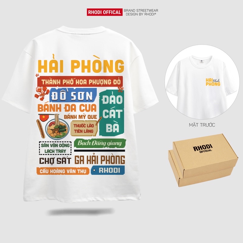 Áo thun local brand RHODI phông cổ tròn tay lỡ unisex nam nữ Hải Phòng