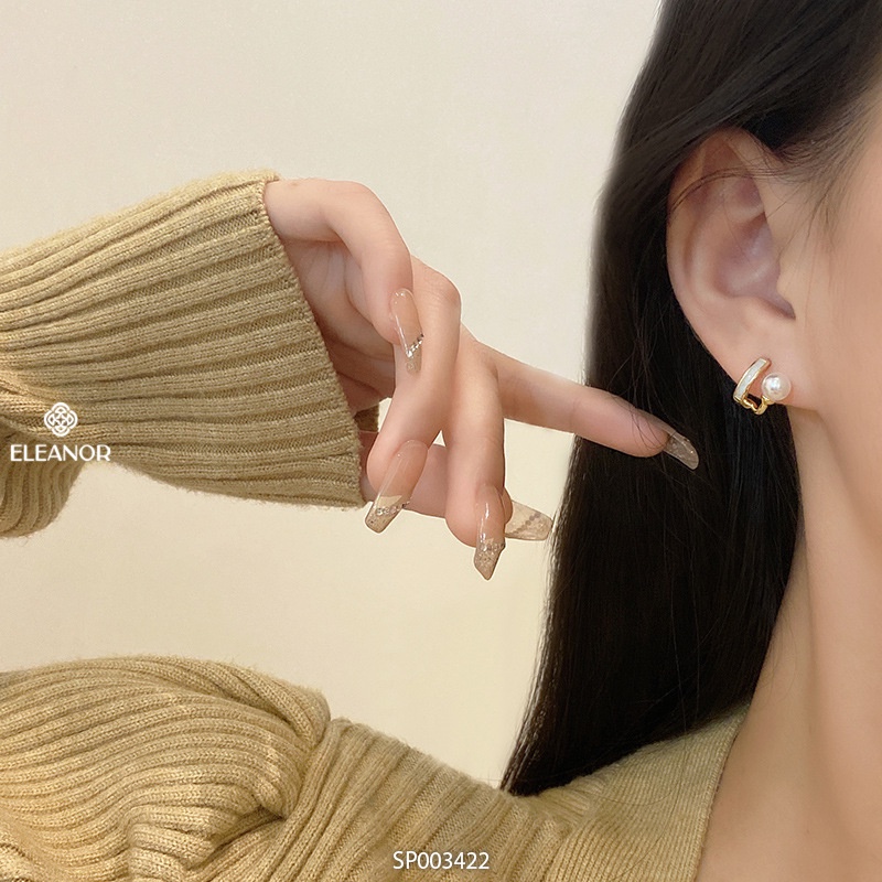 Bông tai nữ chuôi bạc 925 Eleanor Accessories khuyên tai viền cong phụ kiện trang sức 3422