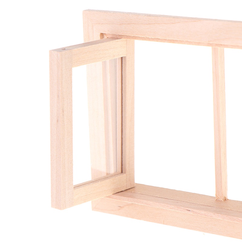 Bộ 2 Khung Cửa Sổ Bằng Gỗ Tỉ Lệ 1 / 12 Trang Trí Nhà Búp Bê