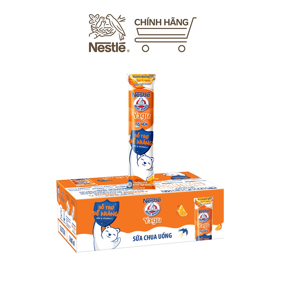 Thùng 28 gói sữa chua tổ yến Nestlé Yogu hương cam 28x85ml