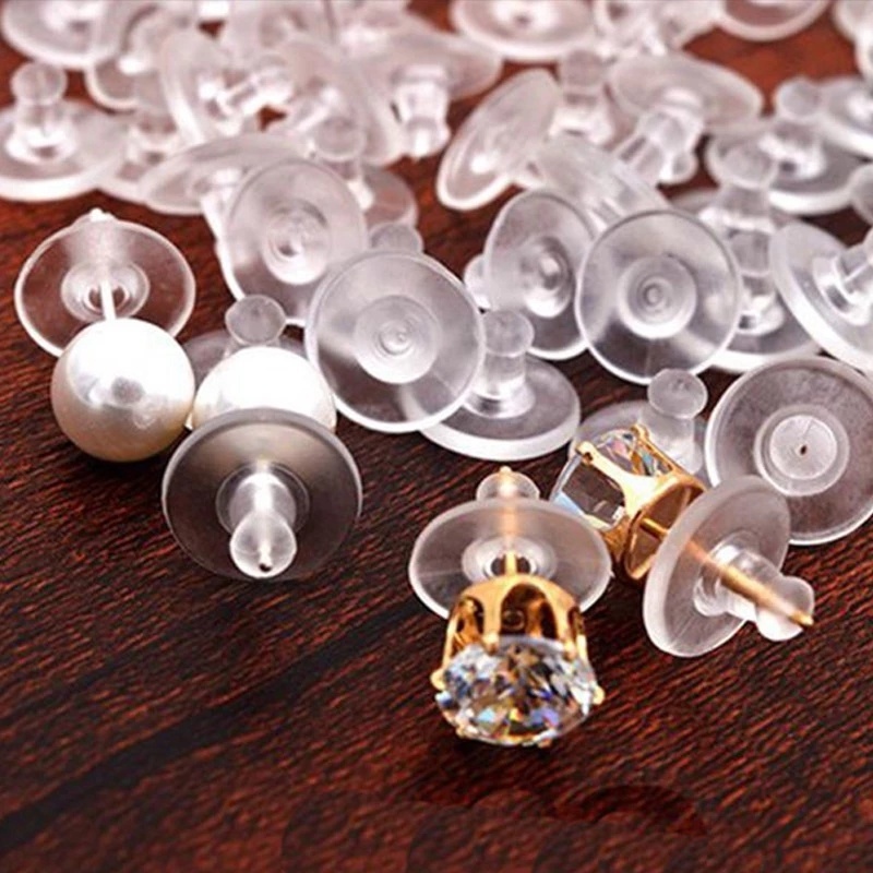 Set 100 nút silicone tròn gắn đuôi bông tai DIY