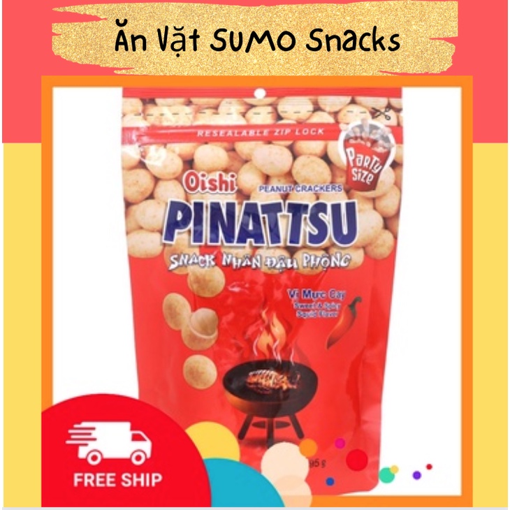 Snack Nhân Đậu Phộng Vị Mực Cay Pinattsu Oishi gói 95g-Ăn Vặt Sumo ...