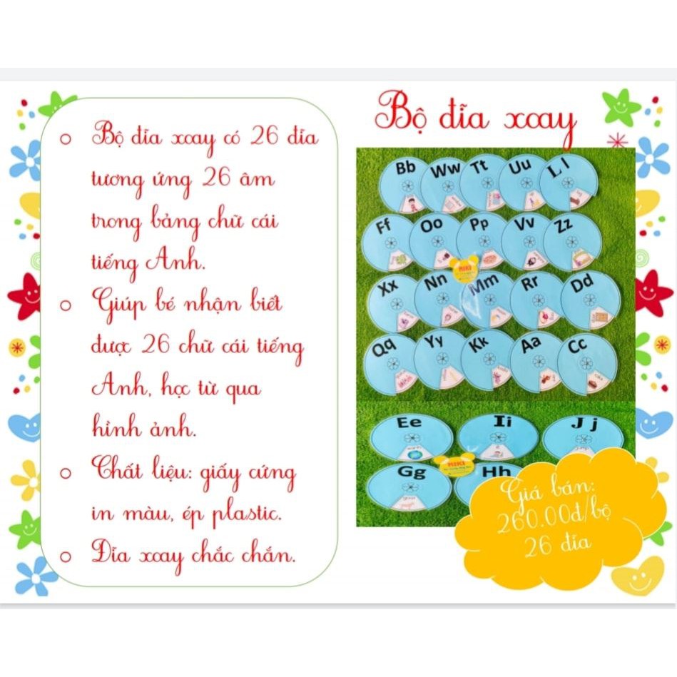 Bộ 26 đĩa xoay Tiếng Anh (màu ngẫu nhiên)