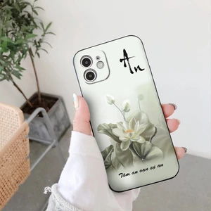 Ốp iphone Chữ Thư Pháp An Hoa sen vuông dẻo iphone16 16pro 15 /x/xr/xs/11/12/pro/max/plus/13promax tr394