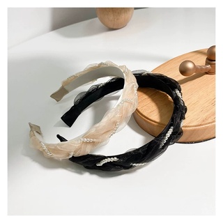 Bờm tóc tết voan lưới phối dây ngọc trai nhân tạo tiểu thư Chồi accessories - Y017