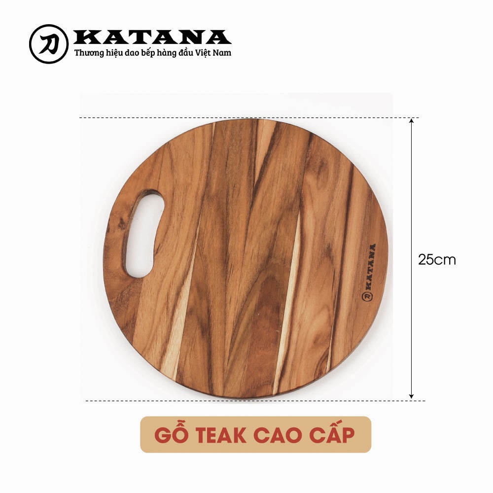 Ảnh Thớt gỗ teak KATANA hình tròn TKTL01 14x250x250mm 3
