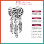 [Hàng cao cấp] Charm bạc 925 cao cấp, hàng chuẩn bạc - Charm Heart & Three Feathers Dreamcatcher thích hợp để mix vòng — ảnh 1