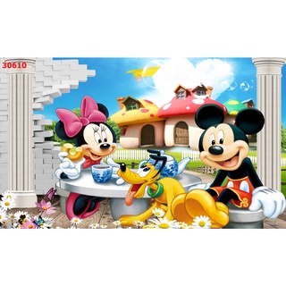 Tranh Dán Tường 3D Phòng Trẻ Em Hình CHUỘT MICKEY DISNEY, tặng keo và dụng cụ dán