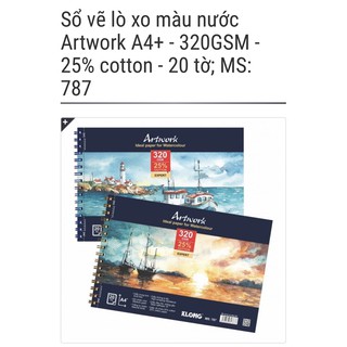 [chính hãng] KLONG - Sổ vẽ màu nước định lượng 320gsm, 25% cotton gáy lò xo 🐻💕 MS: 785 - 787