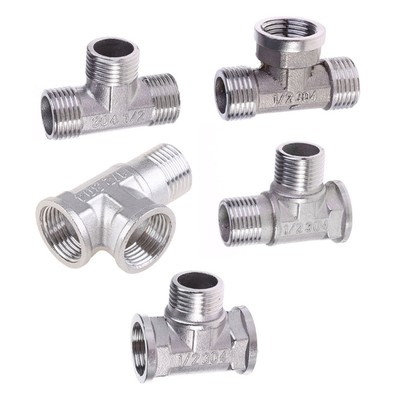 Đầu nối ống nước ba chiều kiểu chữ T G 1/2" ren bằng thép không gỉ