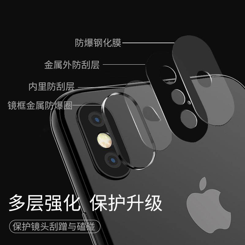 Full Camera Bảo Vệ Cho iphone X XS Max XR Vòng Kim Loại + Kính Cường Lực Phía Sau Ống Kính Máy Ảnh Miếng Dán