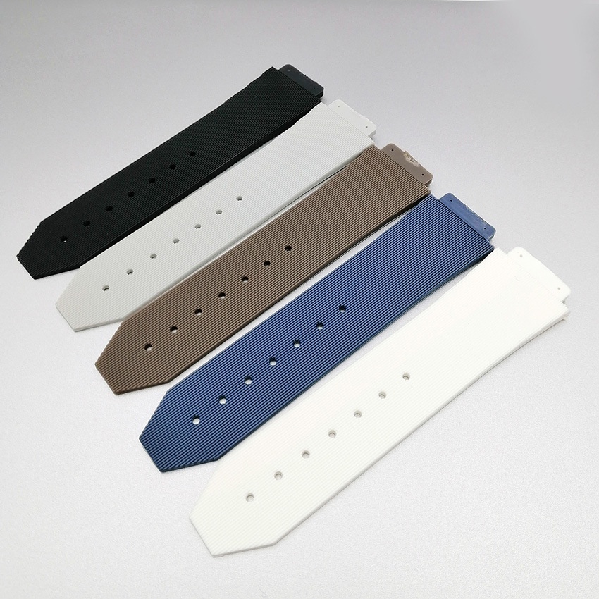 Dây Đeo Đồng Hồ Bằng Silicone Cao Su Kẻ Sọc Dọc 19x25mm Cho Hublot Fusion Series