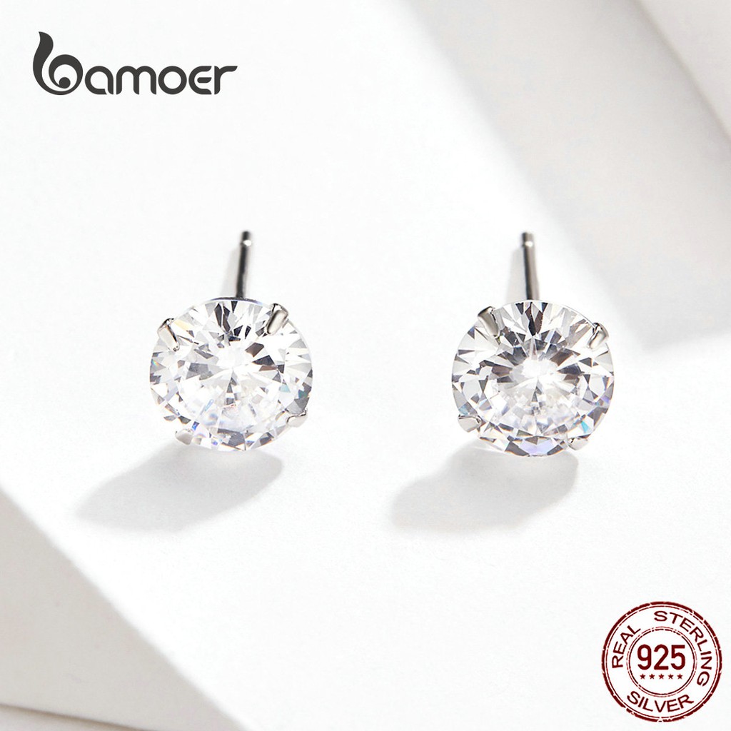 Bamoer Bông Tai bạc 925 Đính Đá Zircon 5 Màu bse166