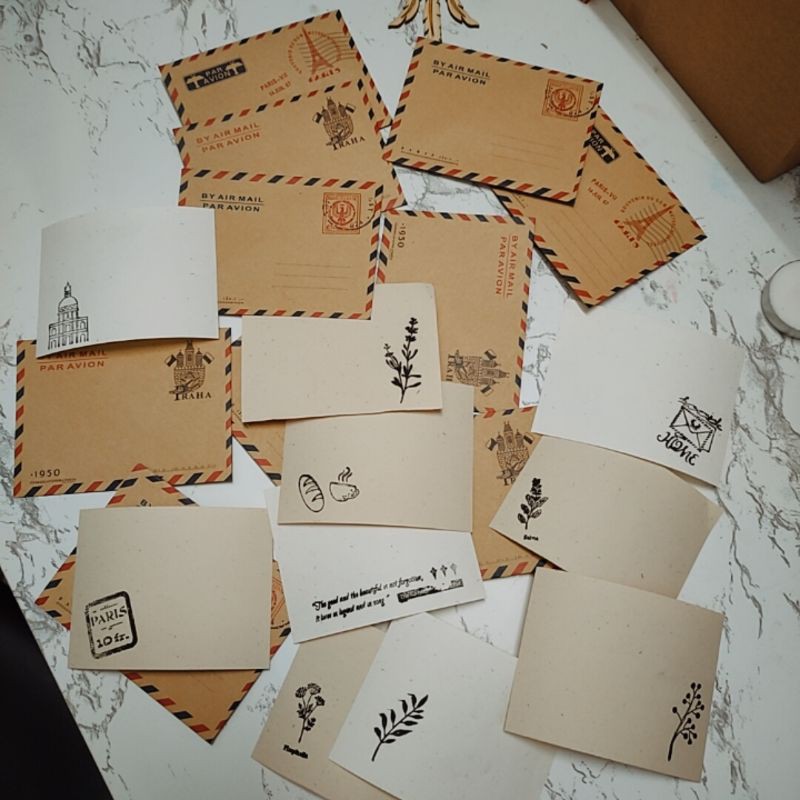 Bộ 5 chiếc thư mini cổ điển vintage A ( kèm giấy viết thiệp) | Shopee ...