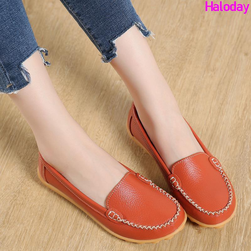 Giày Nữ Size Lớn (35-44) 44 43 42 41✨Chính Hãng Da Thật Chính Hãng Người Cao Tuổi Mẹ Giày Nữ Giày Đậu Hà Lan Giày Y Tá Size Lớn Giày Lười