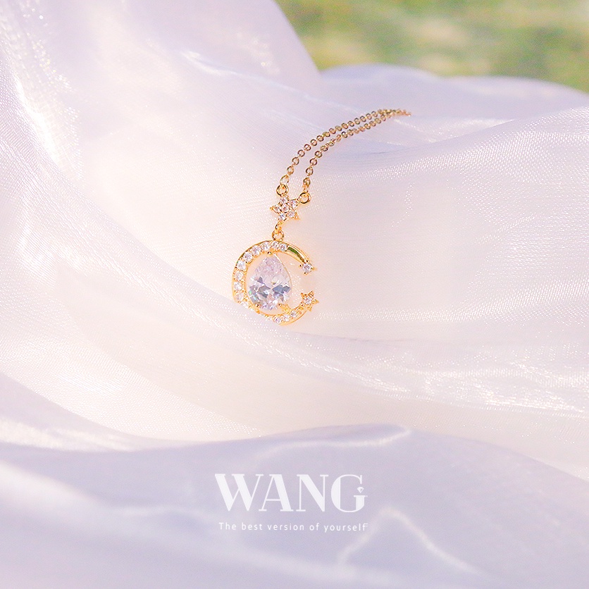 Vòng cổ Mạ Vàng 18k Mặt Hình Giọt Nước Đơn Giản Thời Trang Cho Nữ