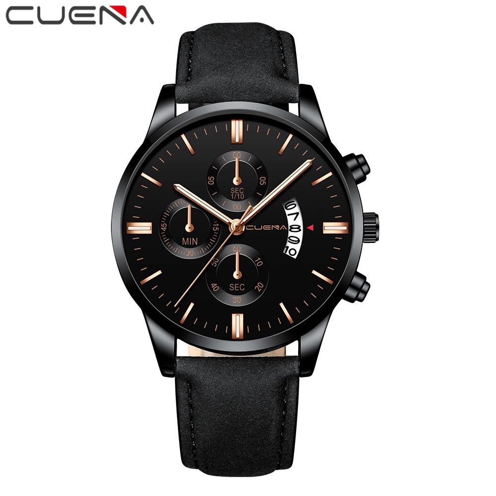 Đồng hồ đeo tay CUENA 845 thạch anh dây đeo da chống nước phong cách doanh nhân đơn giản sang trọng thời trang cho nam
