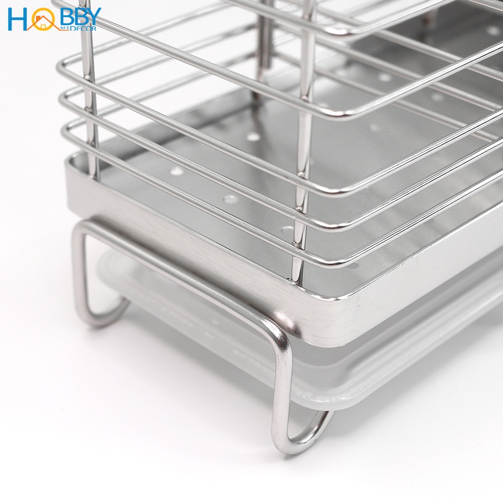 Kệ đựng đũa muỗng 3 ngăn có móc treo dán tường Hobby Home Decor DM04