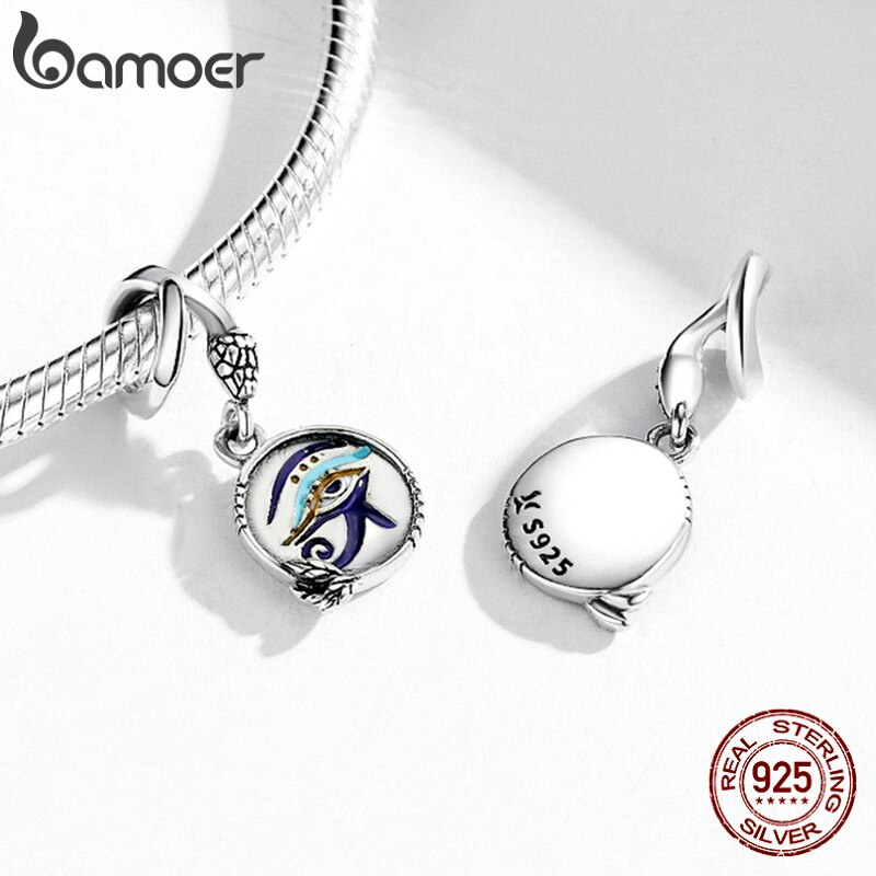 Phụ kiện hạt bamoer SCC1857 bạc 925 kiểu đôi mắt huyền thoại Ai Cập cao cấp để làm trang sức vòng đeo tay thời trang