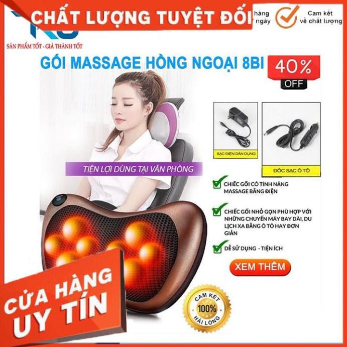 Gối massage 2 chiều 8 bi đèn hồng ngoại massage đảo chiều máy mát sa ...