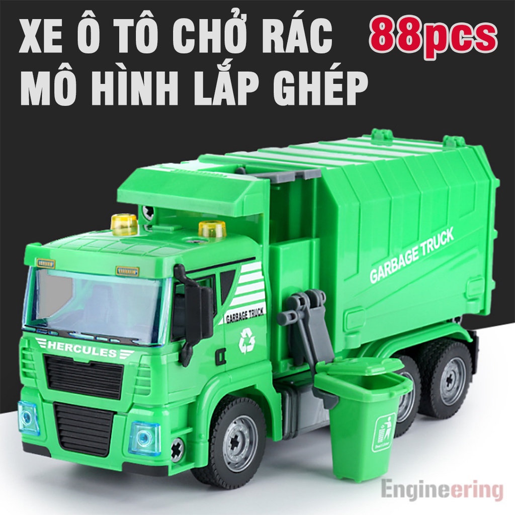 Mô hình xe ô tô chở rác đồ chơi lắp ghép cho trẻ em từ 88pcs bằng nhựa ...