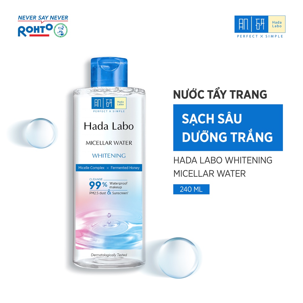 Nước tẩy trang sạch sâu dưỡng trắng Hada Labo Micellar Water Whitening 240ml