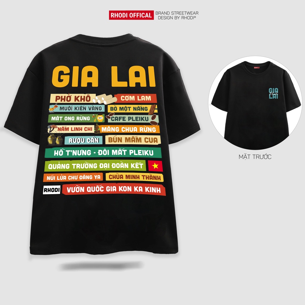 Áo thun local brand RHODI phông cổ tròn tay lỡ unisex nam nữ thế hệ genz Gia Lai
