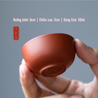[GIÁ RẺ] Chén trà tử sa, dáng tròn, được làm hoàn toàn thủ công, kích thước 6x3cm, dung tích 50ml