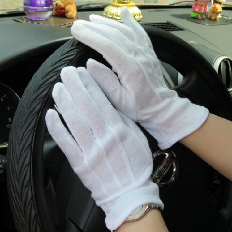 Găng tay Lái Xe Cotton trắng Co Giãn Chống nắng, Thấm hút mồ hôi