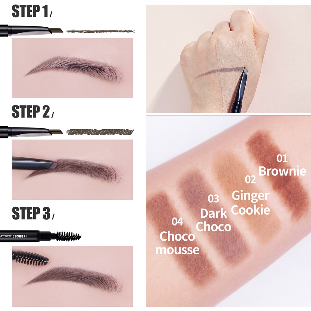 Bút kẻ lông mày cho người mới bắt đầu Cosnori Easy Draw Auto Eyebrow dễ vẽ với 4 màu tùy chọn