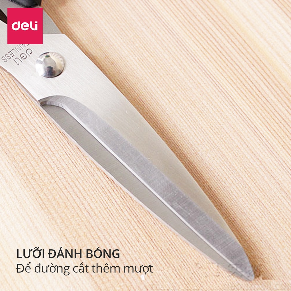 Kéo cắt đa năng Deli - Lưỡi thép không gỉ dùng cắt vải, giấy, đồ văn phòng thủ công, nhà bếp sắc bén siêu bền - E6001